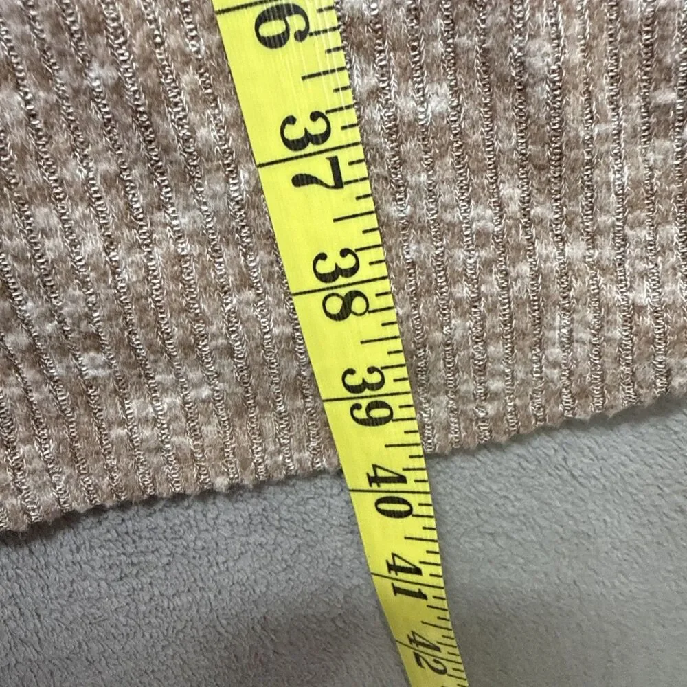 Womens M Beige Turtleneck Sweater Front Slit 3/4 Sleeve - Picture 6 of 8